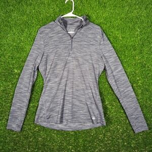 BCG Womens Heathered Gray 1/4 Zip Long Sleeve Athletic Performance Shirt Size M